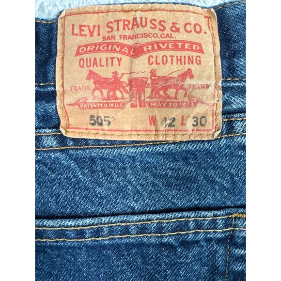 Levis 505 Mens Regular Fit Jeans W42 Blue Denim Heavy Duty Work Outdoors - Picture 3 of 13